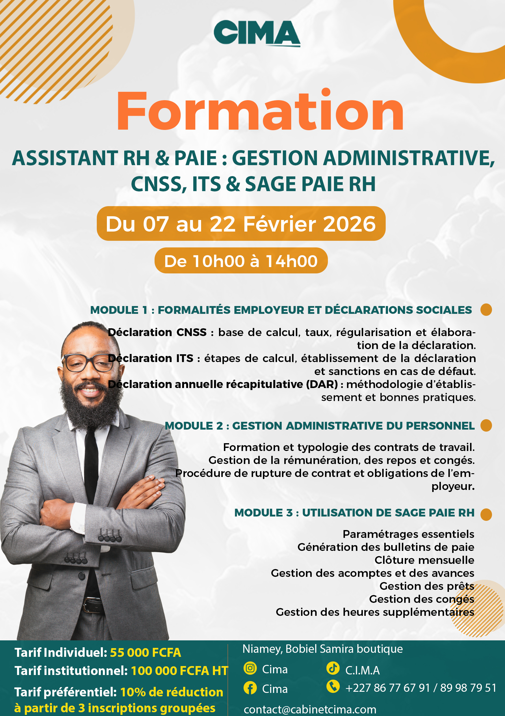 FORMATION ASSISTANT RH & PAIE : GESTION ADMINISTRATIVE, CNSS, ITS & SAGE PAIE RH